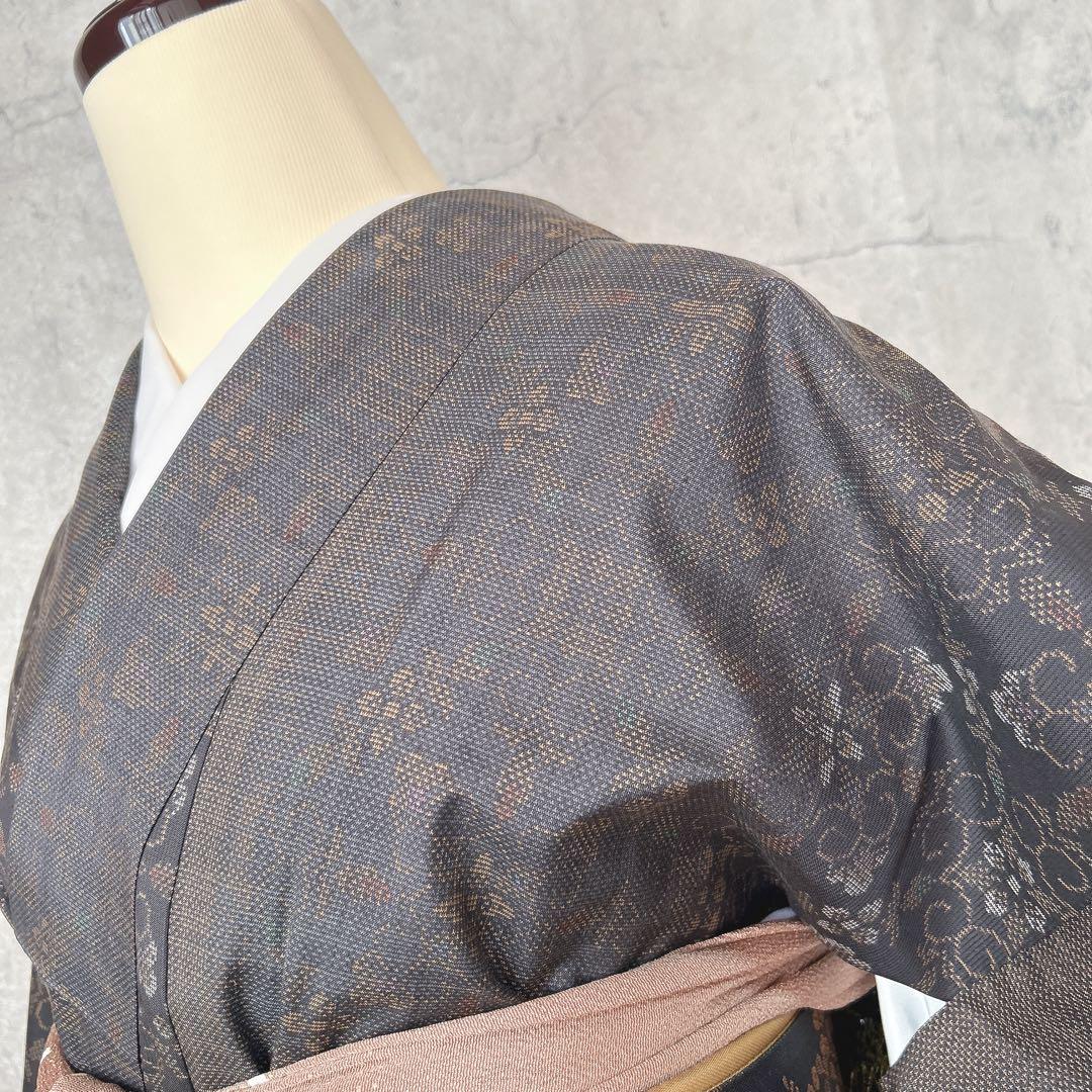 大島紬　小紋　フルセット　着物　正絹　泥染め　パールトーン加工　かっこいい