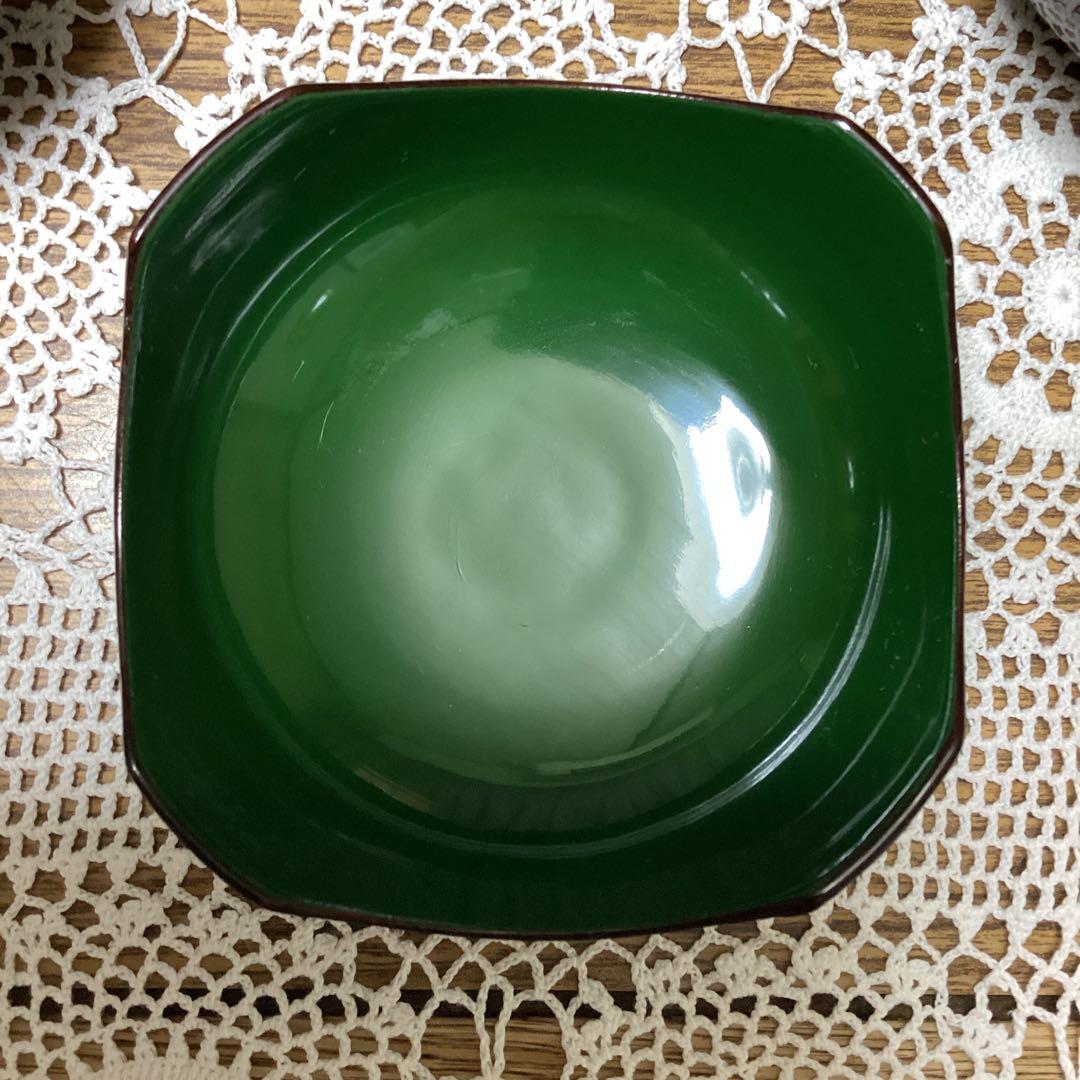 k24 輪島塗　小鉢20入　　緑色と茶色の漆器