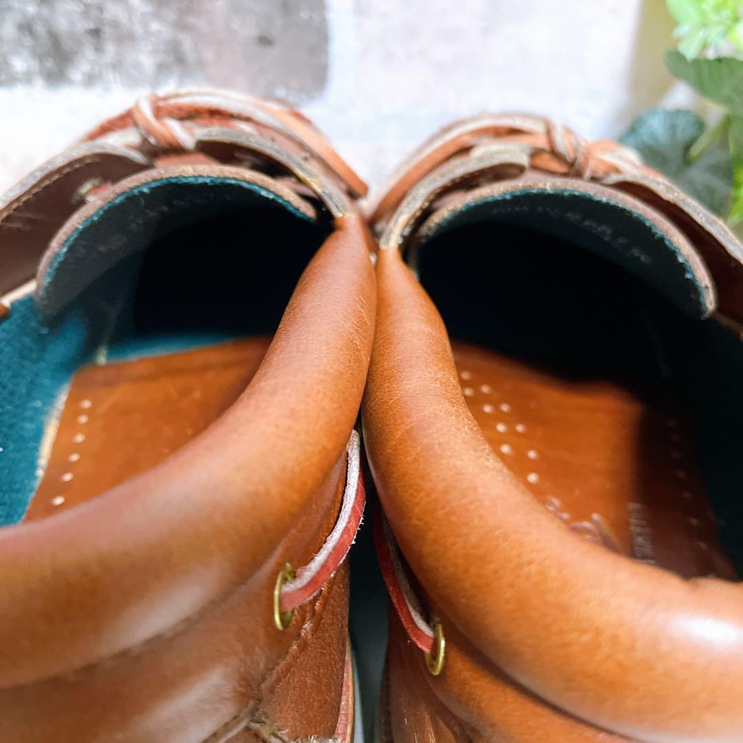 【ジーエイチバス】デッキシューズ 3アイレット 本革 7.5 茶 美品 TAN