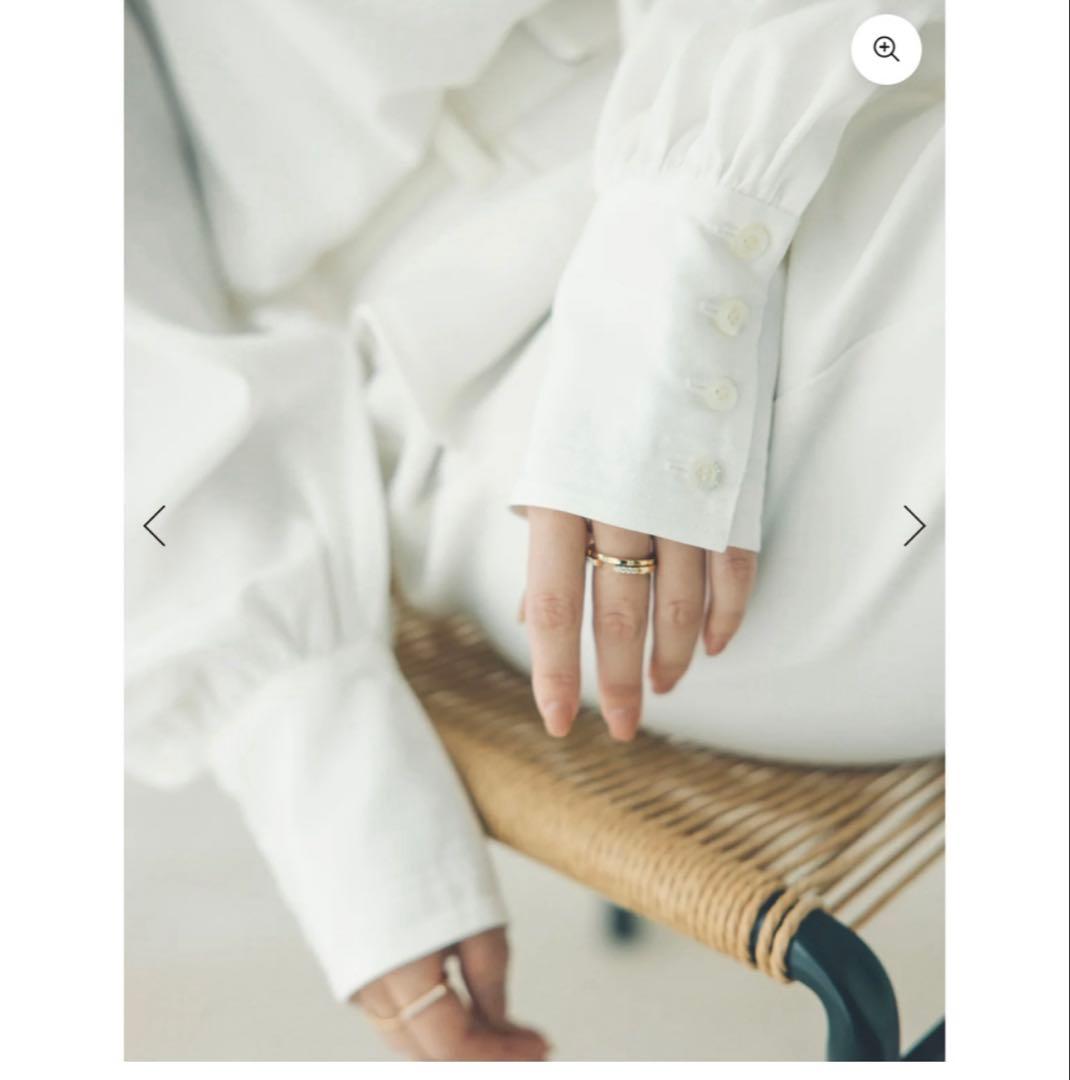 anuans クロスネックボリュームブラウス ホワイト