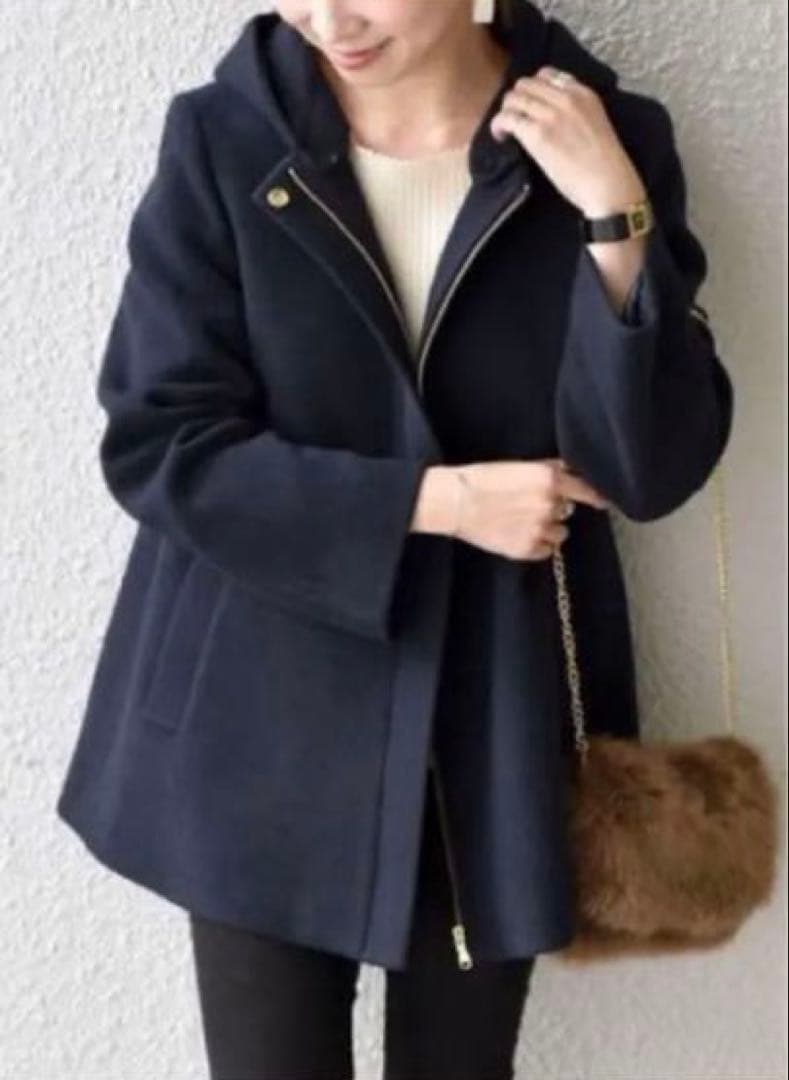 【美品】SHIPS khaju ウールコート ネイビー 36