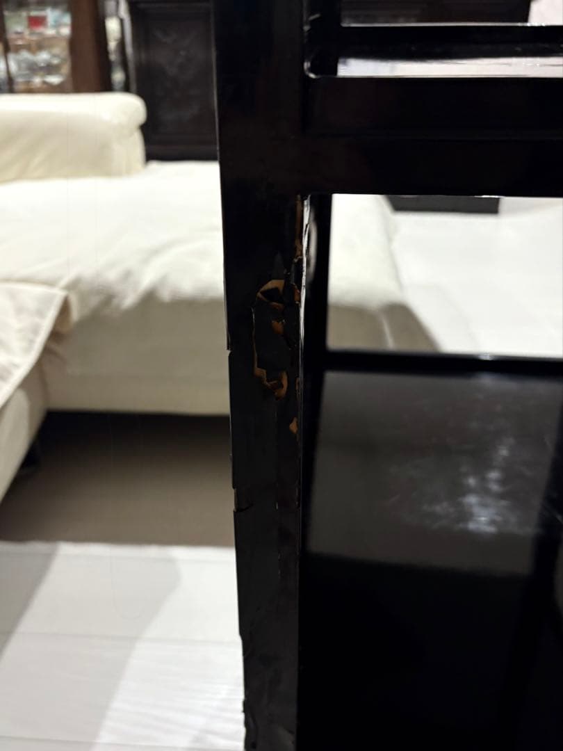 飾り棚 和製ビンテージ 花梨 カリン材 螺鈿 ラデン 象嵌 美しい 茶棚