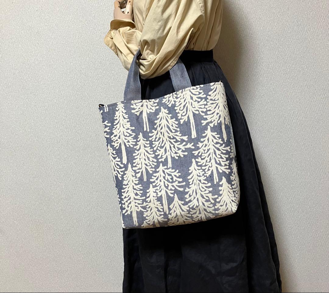 ミナペルホネン ハンドメイド　鳥の集う森パッチワーク×metsä トートバッグ