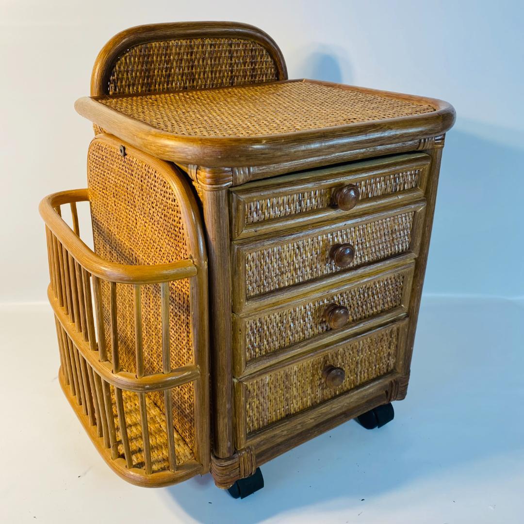 ラタン 籐 棚 チェスト 4段 キャスター付 W44cm D36cm H54cm