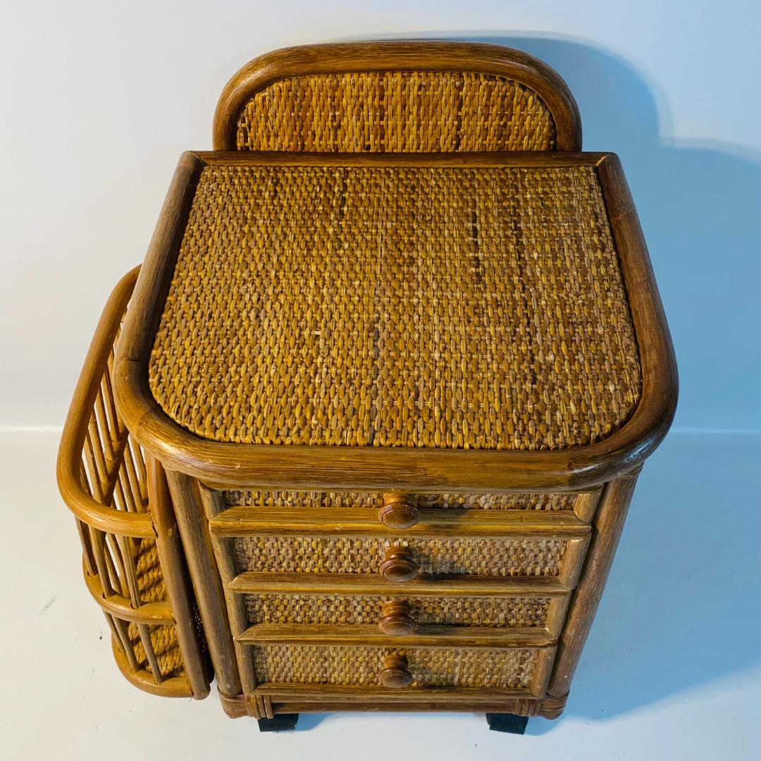 ラタン 籐 棚 チェスト 4段 キャスター付 W44cm D36cm H54cm