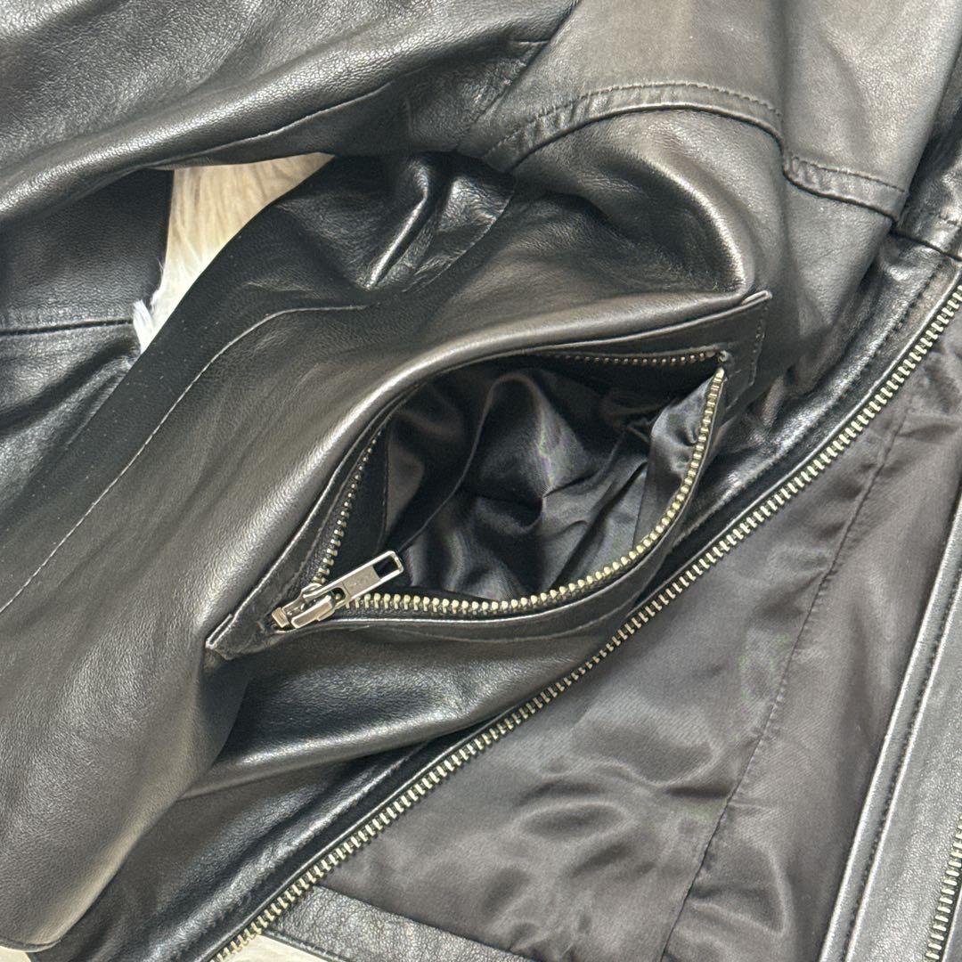 Zelal MOTOMACHI ラムレザー ライダース 15号 2XL 黒