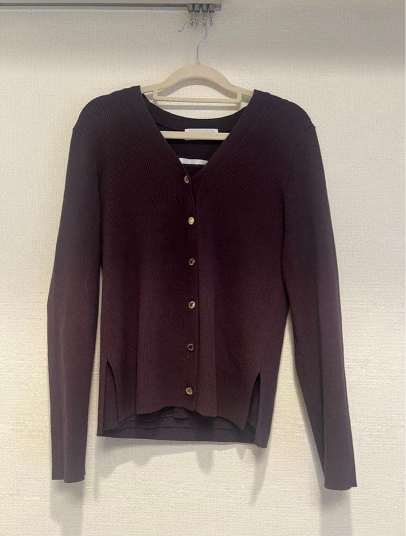 Arpege story ロゴボタンVカーデアンサンブル ブラウン　こげ茶　M