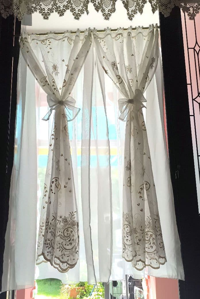 カフェカーテン【ピコ様オーダー品　トルコレース　Wのれんスタイル】ハンドメイド