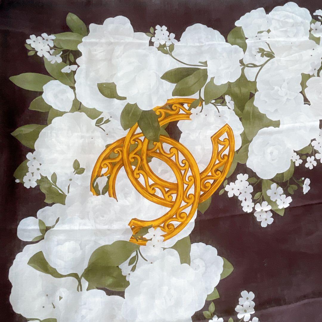 希少✨美品【CHANEL】ココマーク カメリア シルク カシミア 大判スカーフ