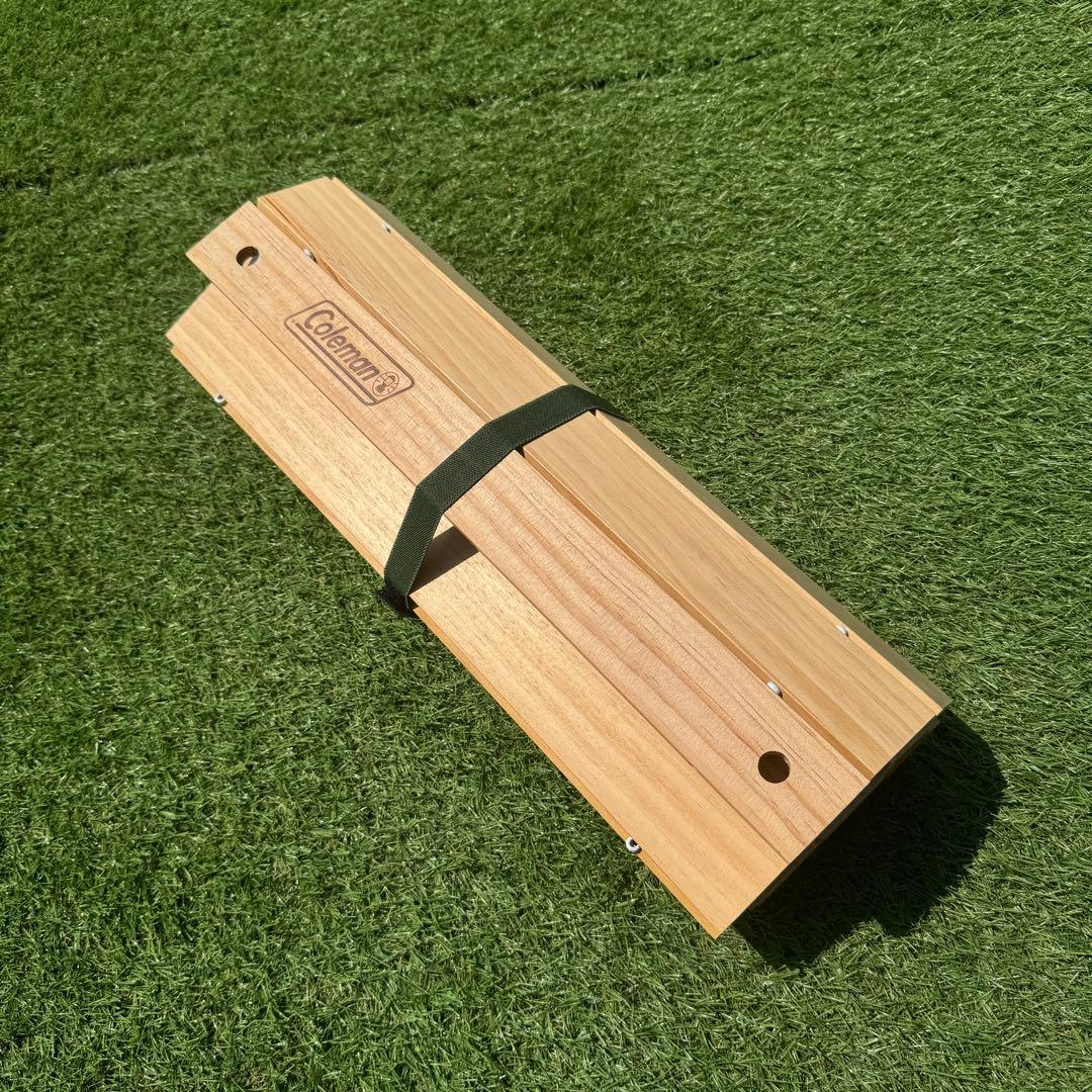 美品 コールマン アウトドアウッドロールテーブル ワゴン用 天然木