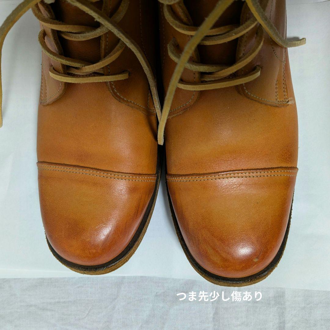 【MOTO】レースアップブーツ　編み上げブーツ　レザーブーツ　24cm相当