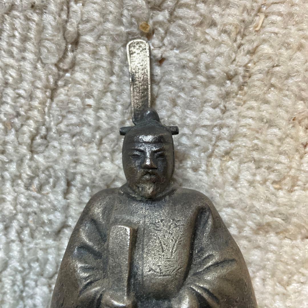 純銀製　天神様　置物　桐箱付き　昭和レトロ。