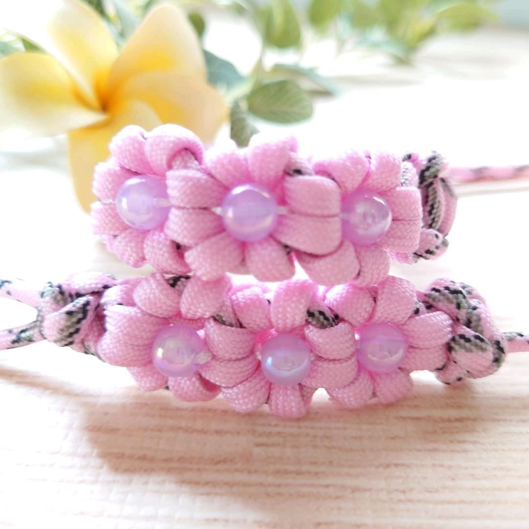 パラコードリード＆首輪　ハーフチョークタイプ　さくら　№084