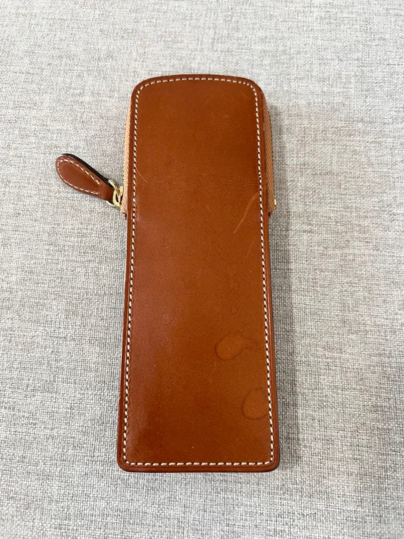 CANZO ブラウンレザー 筆箱 ジッパー式