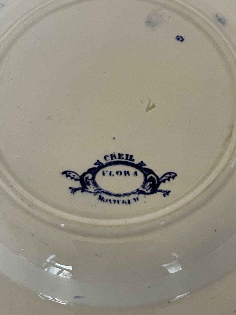 クレイユモントロー　FLORA アンティークプレート　深皿　フランス