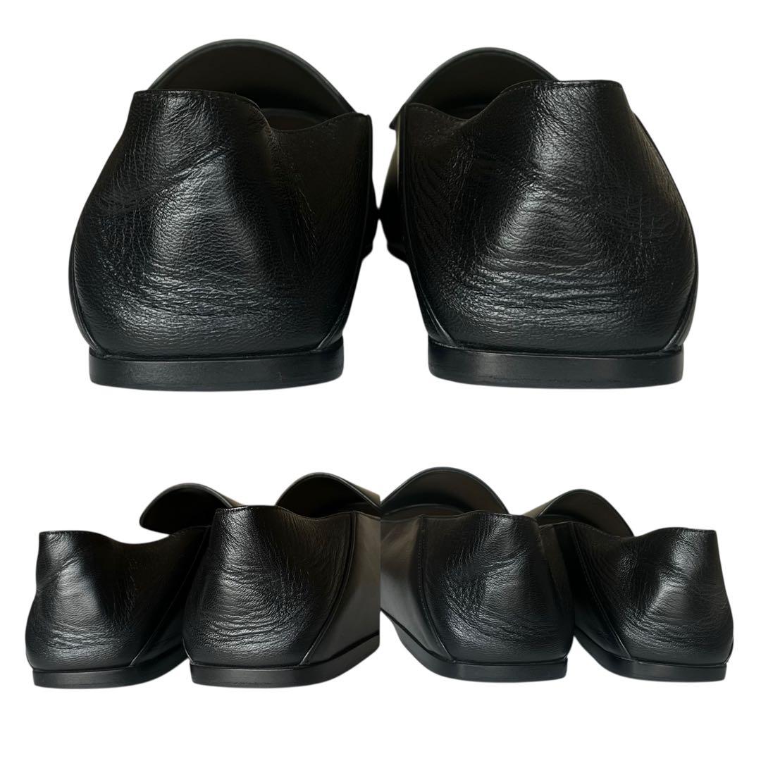 極美品 セルジオロッシ 37 SR1 ロゴプレート ローファー スリッポン 黒