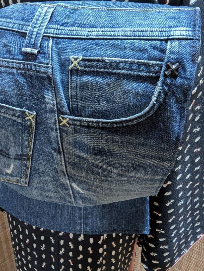 デニムリメイク 帯ベルト（お太鼓作り帯）No.1793 和洋折衷コーデ