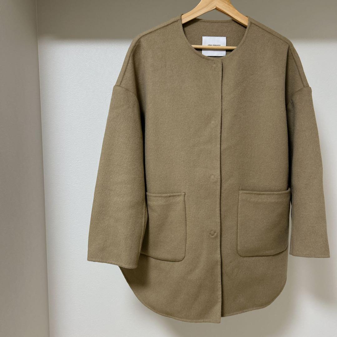 DOORS アーバンリサーチ ドアーズ　 ウールノーカラー ミドルコート