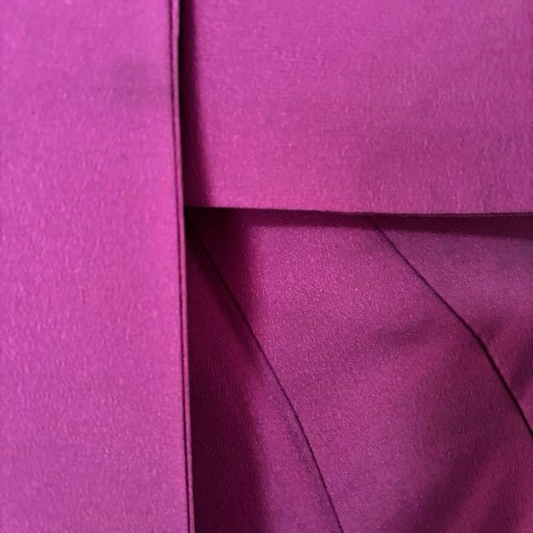 洗える着物　きもの英　袷　色無地　東レ　葡萄色　155㎝　26125 縮緬