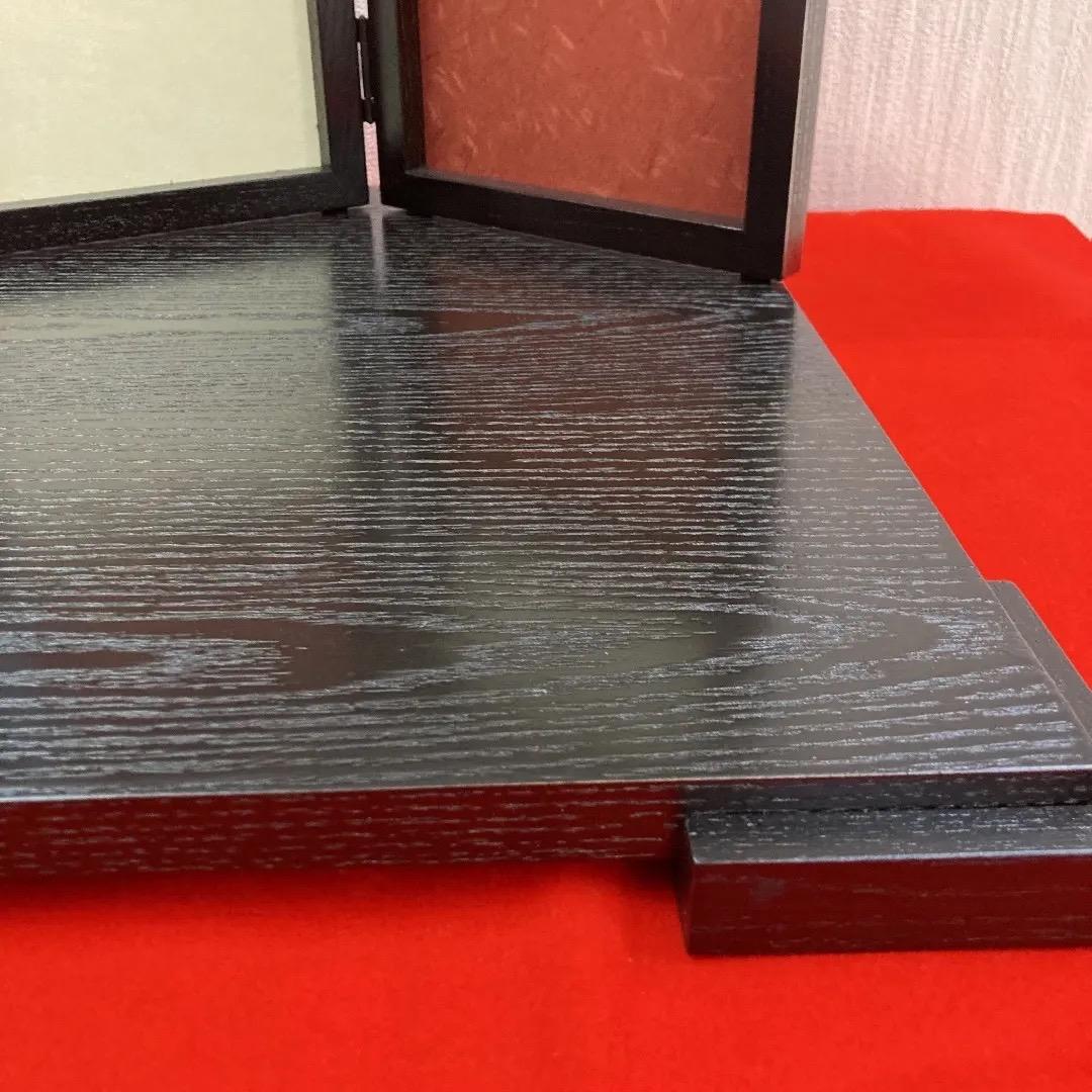F20-5 市松柄屏風　木製台と屏風のみ　全体の高さ30㎝位　親王飾り台