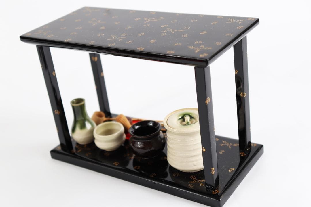 雛人形 蝶鳥蒔絵 茶道具 台子飾 田中彌 京人形 お点前