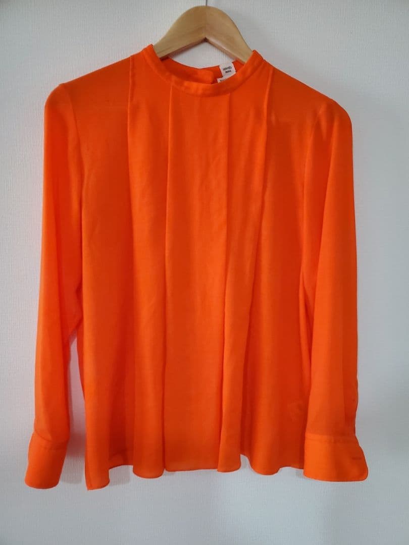 HERMES プルオーバーブラウス オレンジ 34 エルメス