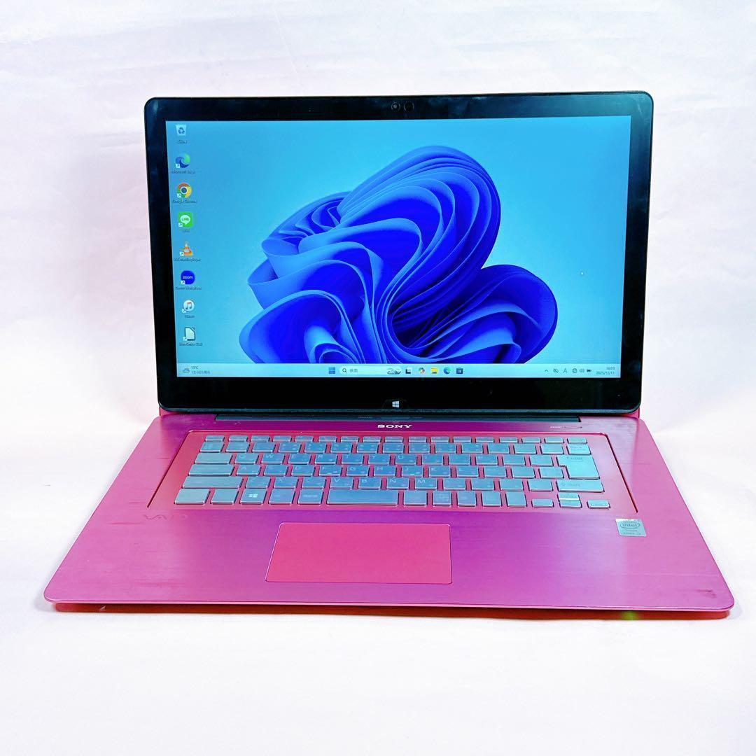 2in1⭐️新品SSD Win11 タブレット型ノートパソコン ピンク カメラ付