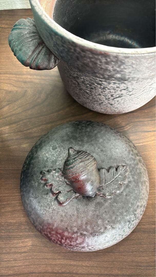 目止めのみ未使用！黒錆☆石渡磨美どんぐり炊飯土鍋1合炊き☆ご飯炊き炊飯鍋作家もの