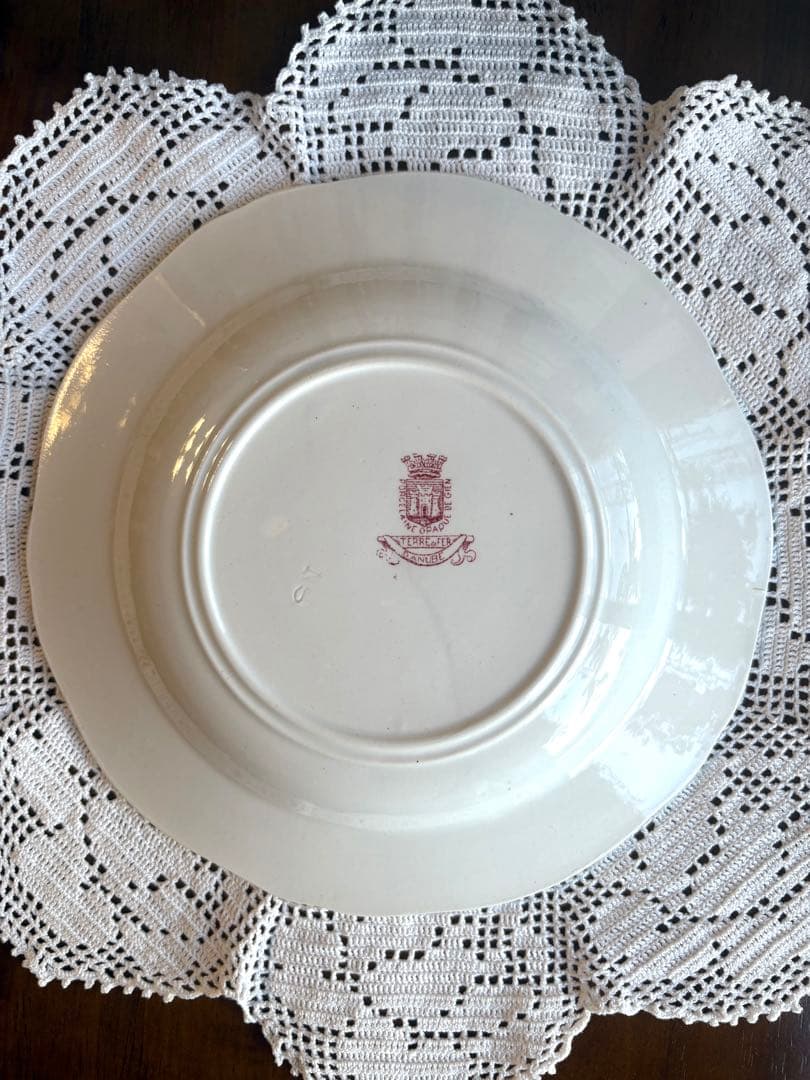 フランスアンティーク　ディナープレート　ローズパニエ　花籠　オリーブ　ジアン　②