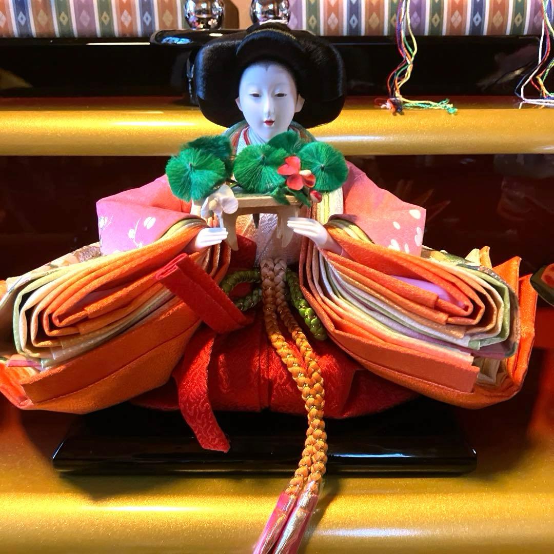 御京雛①平安春峰作　雛人形　三段飾り　お雛様　京都西陣織り　ひな人形3段　桜刺繍