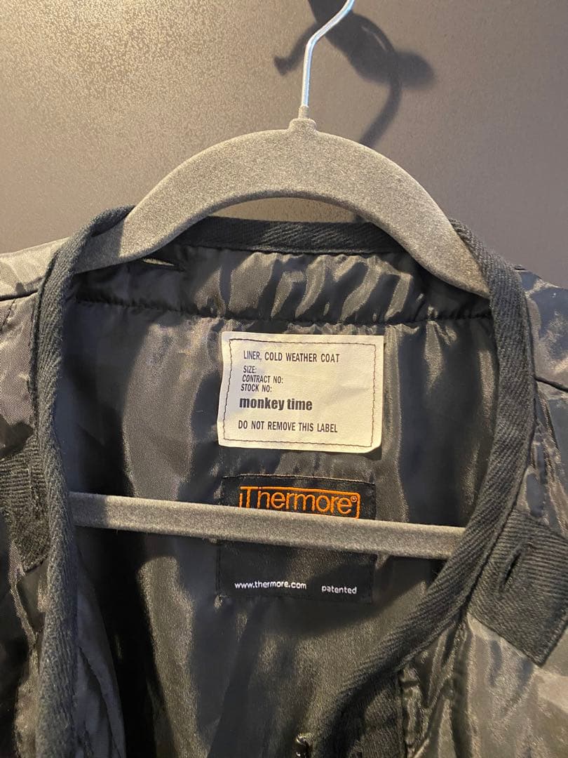 モンキータイム　ファー付き黒モッズコート