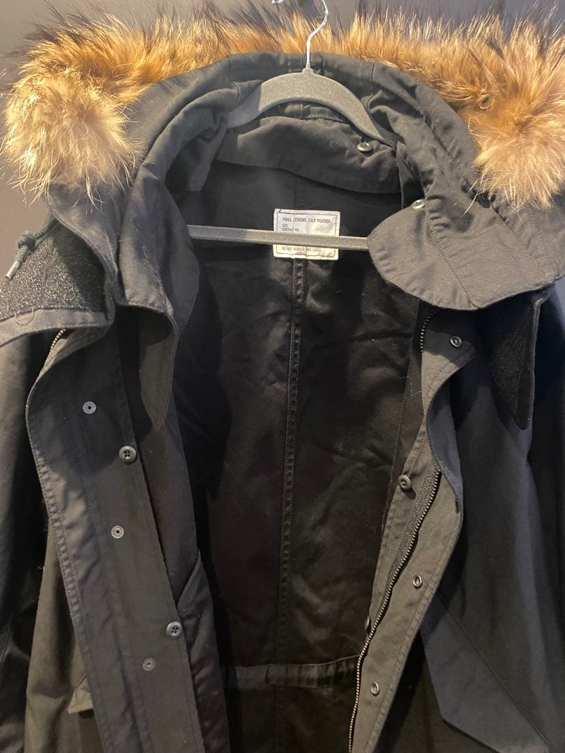 モンキータイム　ファー付き黒モッズコート