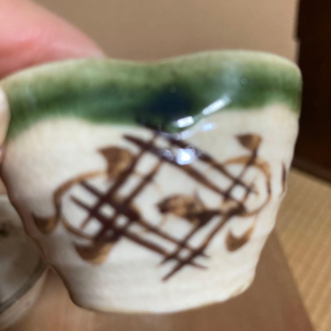 煎茶道具揃　織部 sencha tea set Oribe-yaki