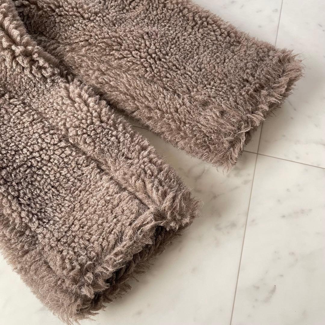 美品✨TICCA ウールファー ノーカラーコート ブラウン