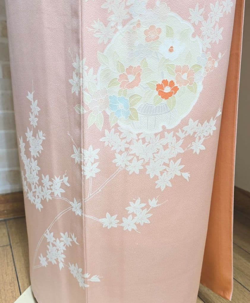 ～専用です～ピンク雪輪訪問着と袋帯・帯揚げ帯締めの4点フルセット