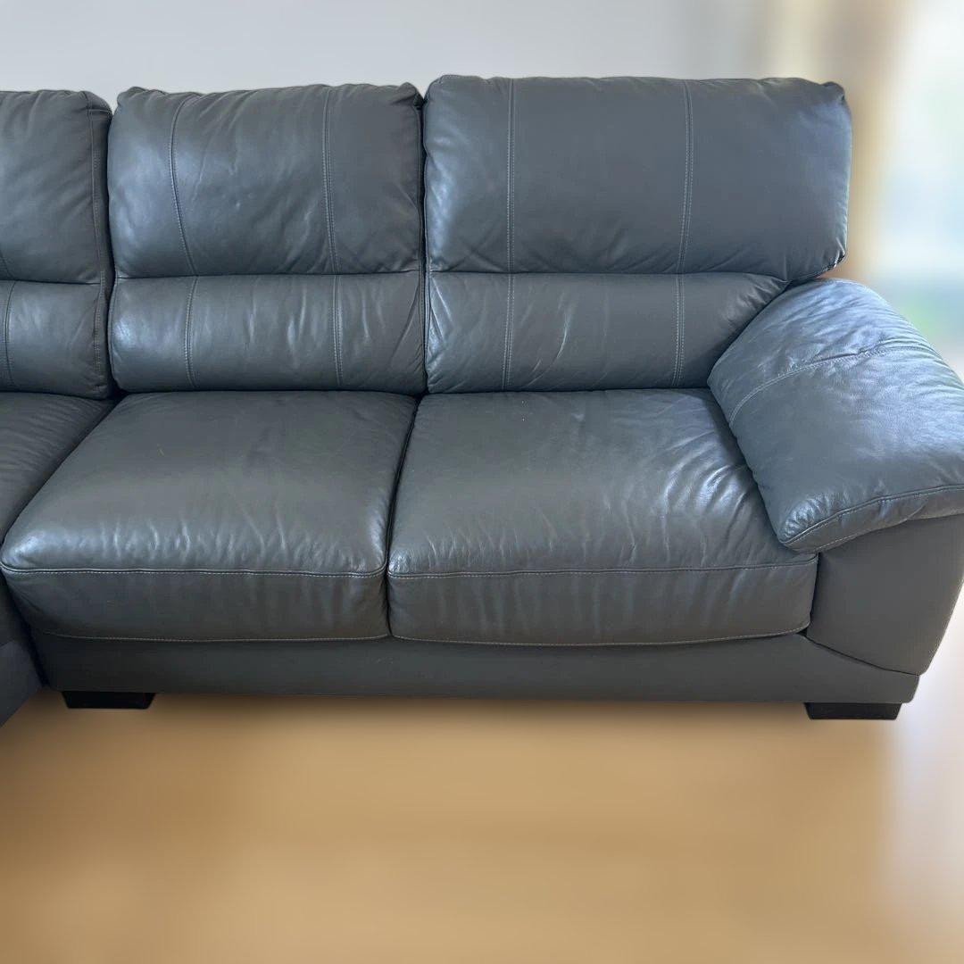 【送料込み】ニトリグレー 合成皮革 コーナーソファ1/2