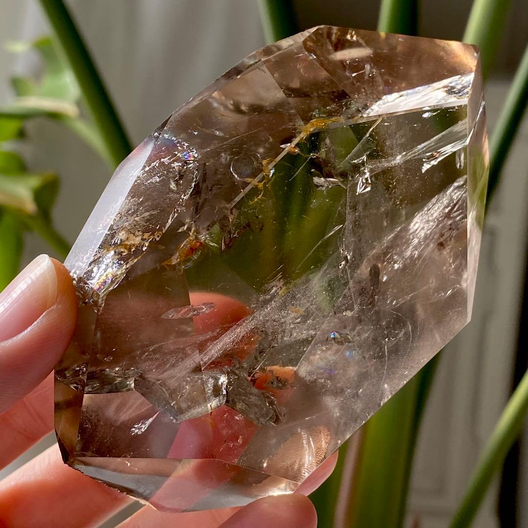 【 ネパール産 ヒマラヤ 水晶 虹入り スモーキー クォーツ フリーカット 】