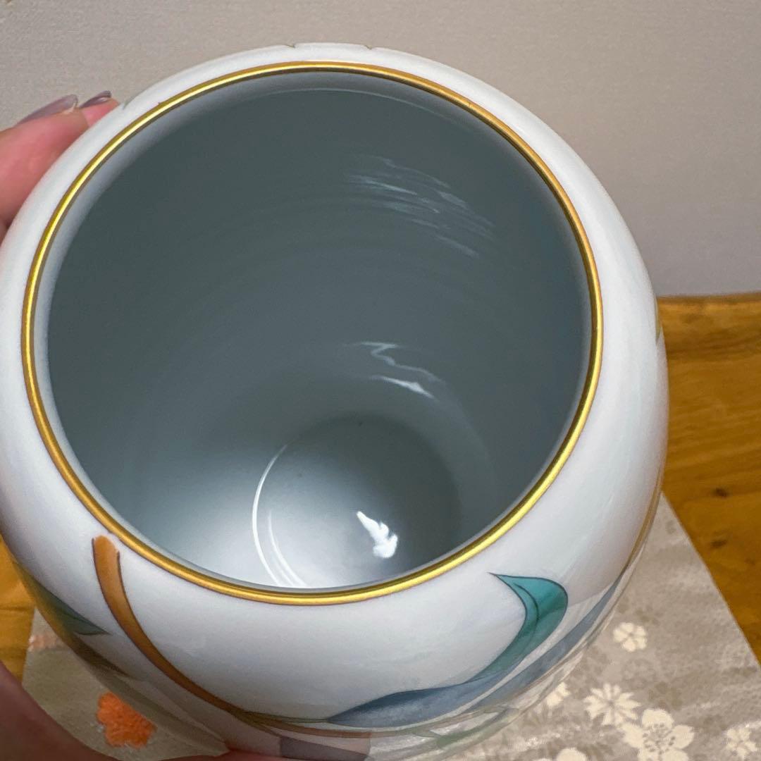 香蘭社 「燦彩南天」　鳥　花瓶　美品