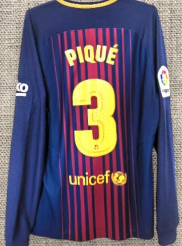 17/18 バルセロナ ホーム 長袖ユニフォーム 3番 ジェラール・ピケ