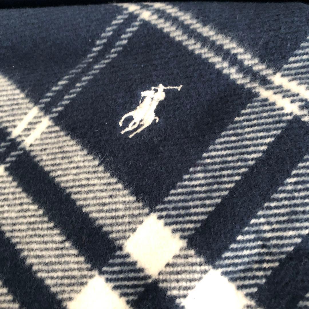 未使用RALPH LAUREN コットン　ブランケット　ラルフローレン　ネイビー