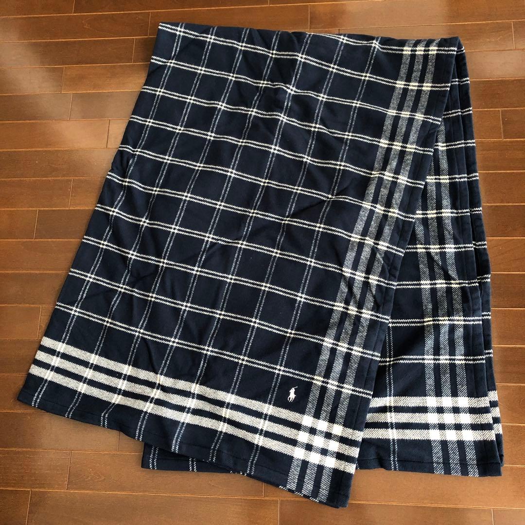 未使用RALPH LAUREN コットン　ブランケット　ラルフローレン　ネイビー