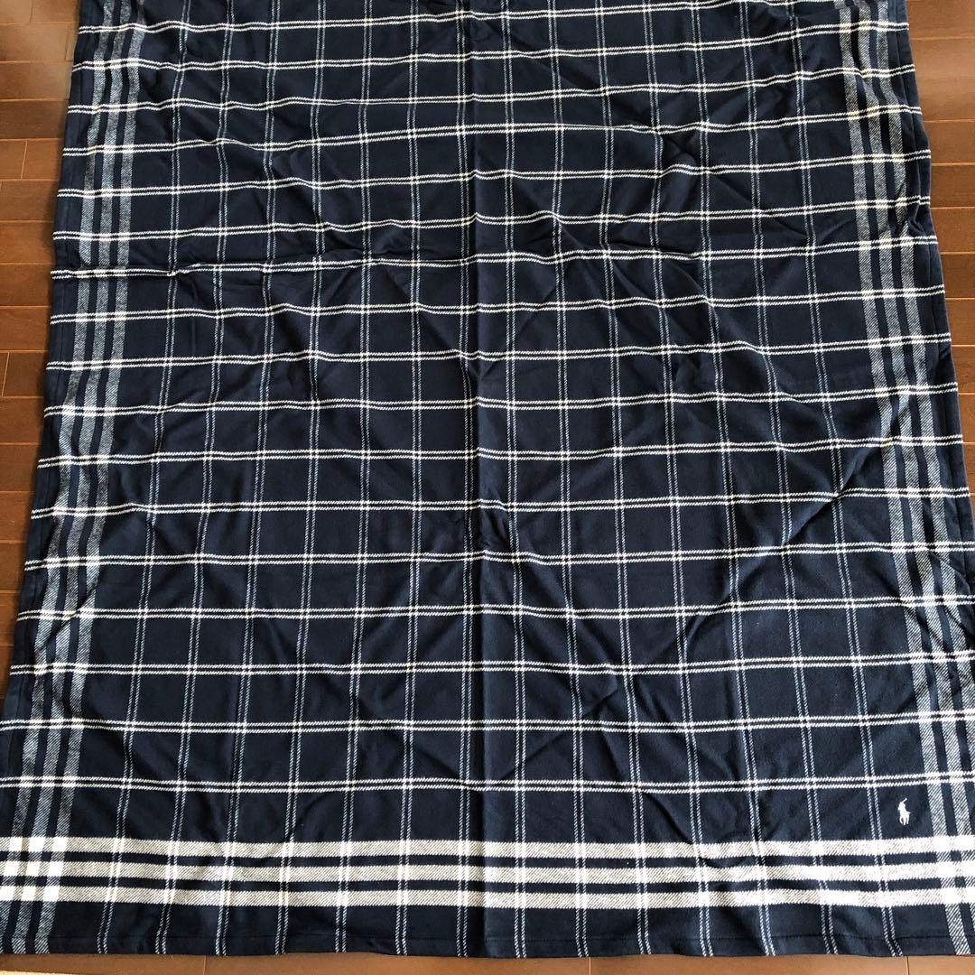 未使用RALPH LAUREN コットン　ブランケット　ラルフローレン　ネイビー