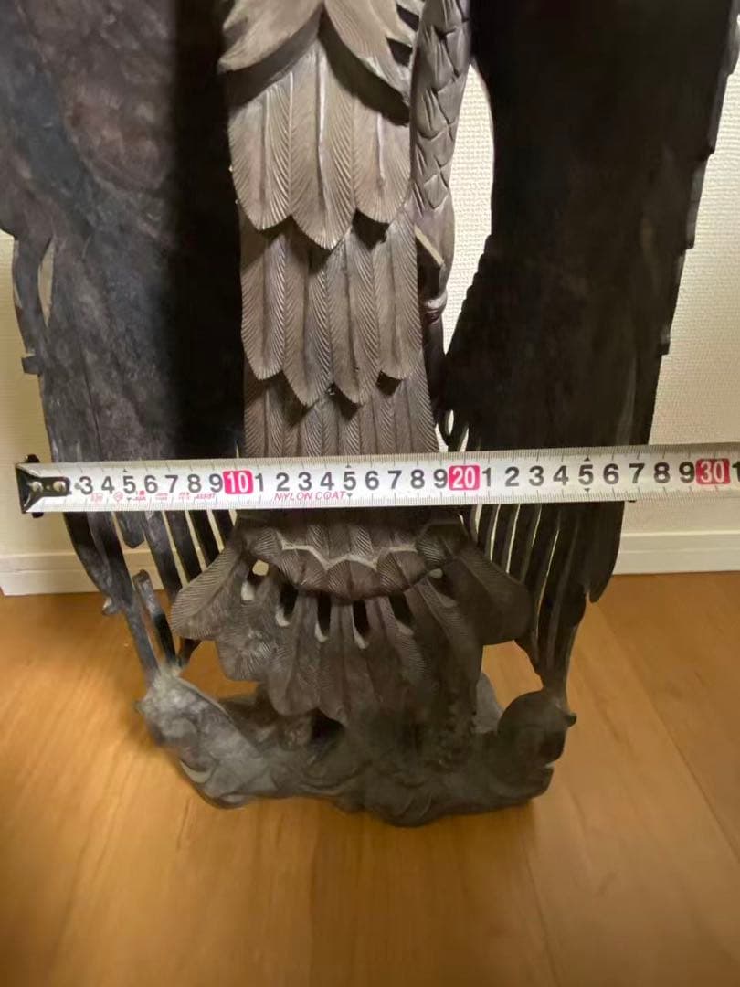 黒檀木彫り檀木彫り 希少中古シュヌ神バリ 置物高62.5cmx30cm重9kg