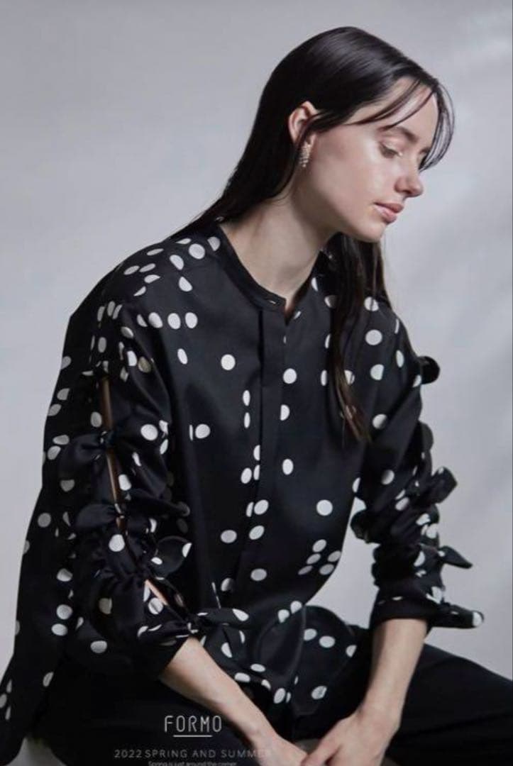 FORMOフォルモ リボンスリーブブラウス ドット