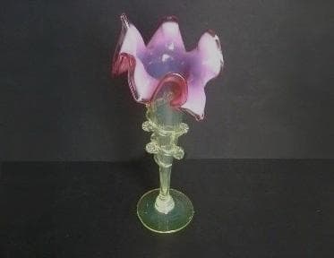 ★G1703★ アンティーク ウランガラス　花瓶　花器　ヨーロッパ