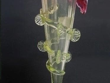 ★G1703★ アンティーク ウランガラス　花瓶　花器　ヨーロッパ