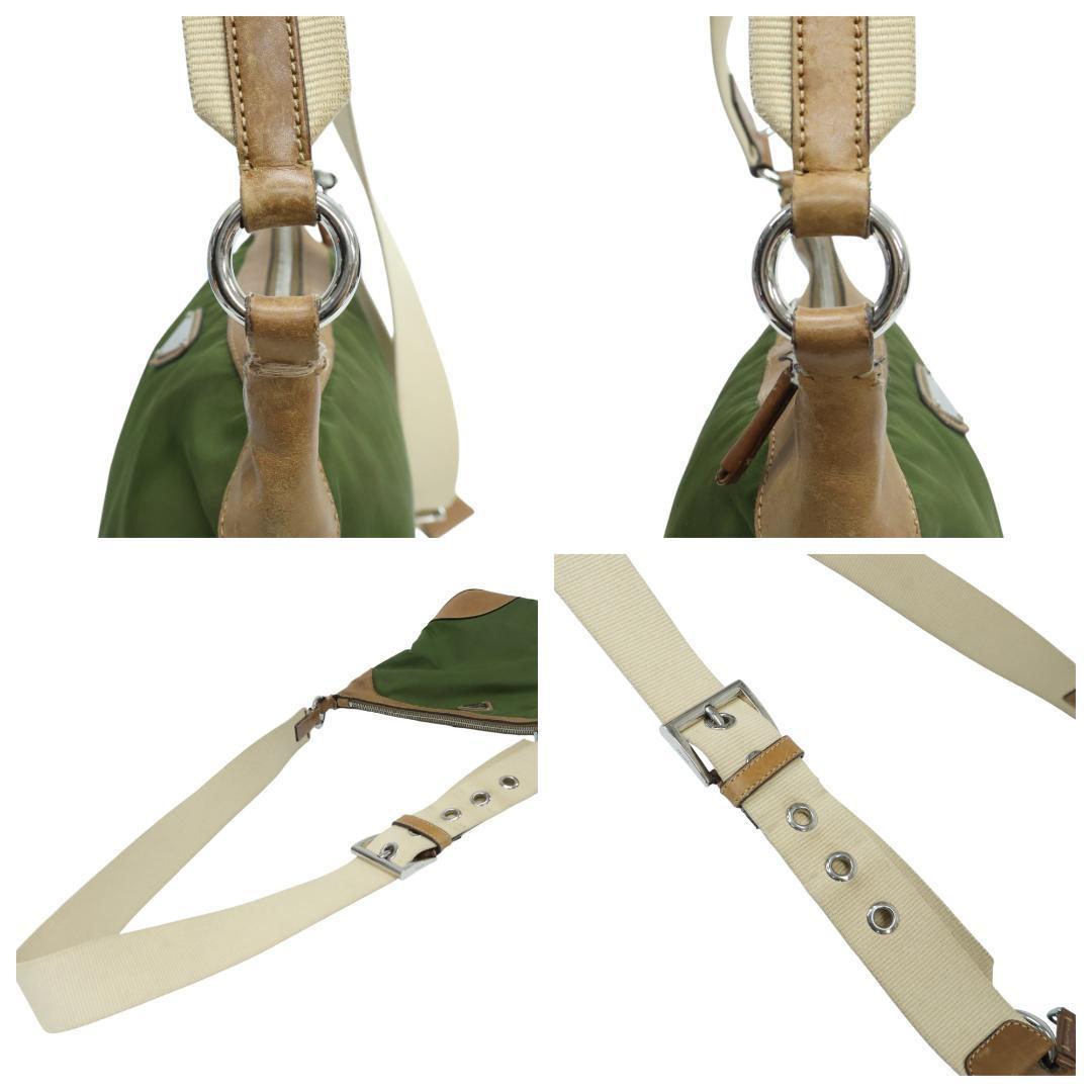 良品 PRADA プラダ ショルダーバッグ ナイロン レザー 三角ロゴ 白タグ