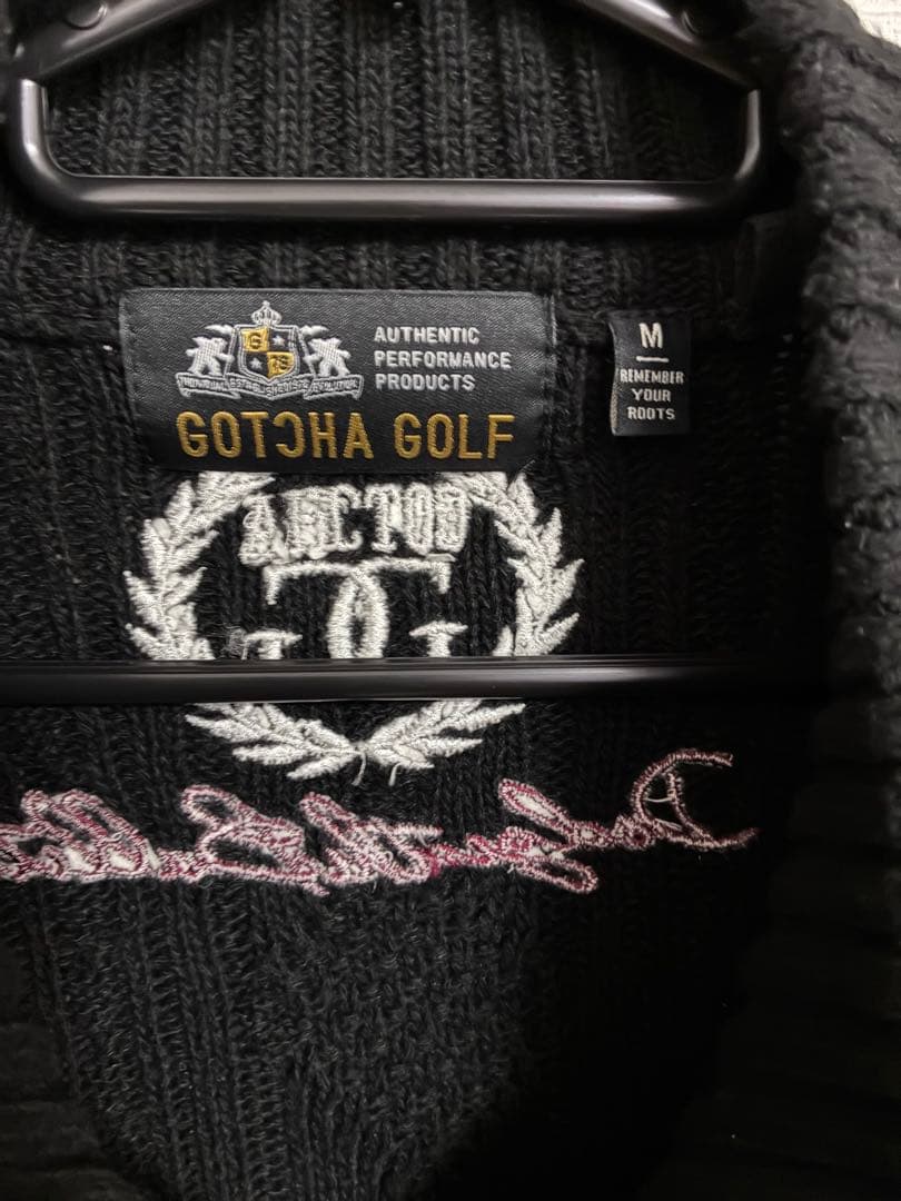 Gotcha Golf ゴルフ フルジップ 黒 M 刺繍ロゴ