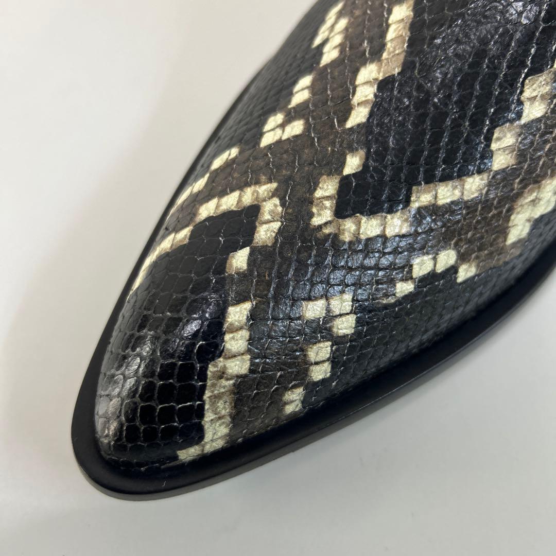 芸術品新品未使用箱付定価30万円の8割引バリーbally蛇革パイソンブーツ黒