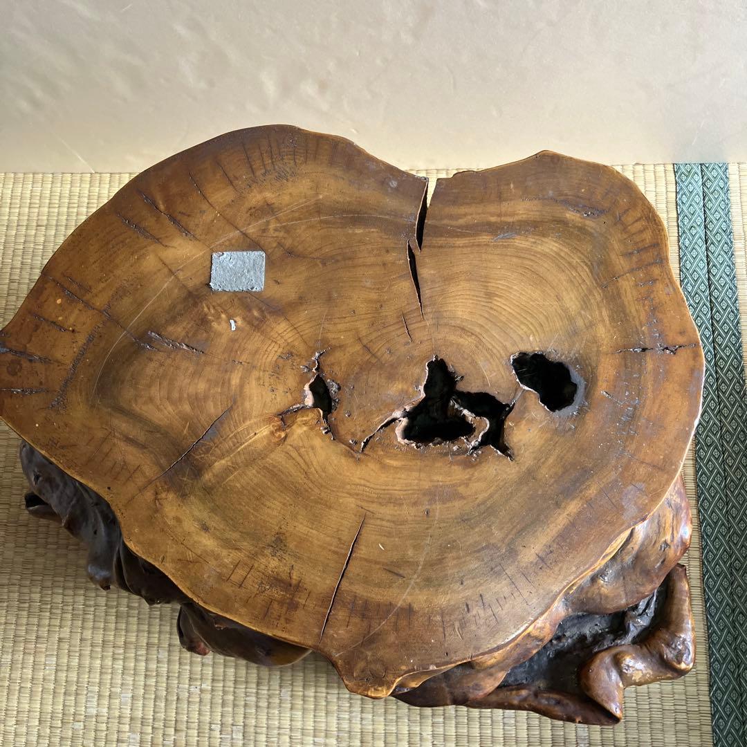 天然木 台座 切り株 無垢材 民芸品 木彫り 熊用 台座 重厚　特大　ビンテージ